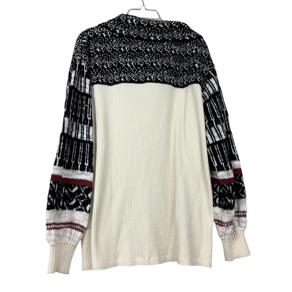 Free People Monty Swit Fair Isle Puff Sleeve Pullover Thermal Sweater - Picture 4 of 8